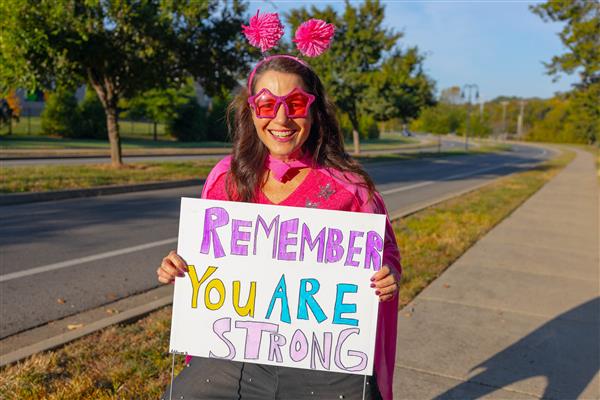 Students walking to school for National Walk to School Day.
